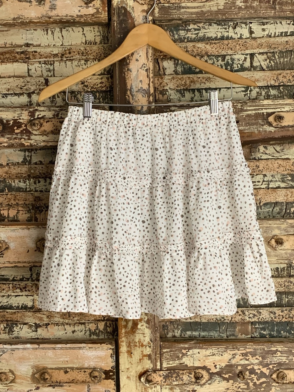 NWOT Princess Polly White Speckled Tiered Mini Skirt Cottagecore Coquette Boho 6